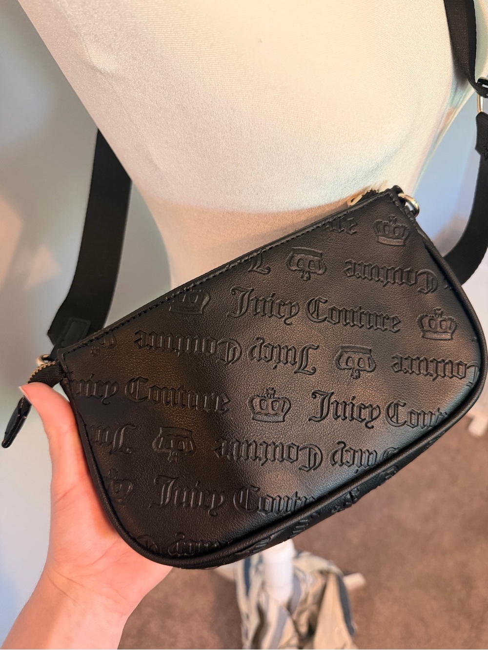 Juicy Couture Black Embossed Logo Crossbody Bag